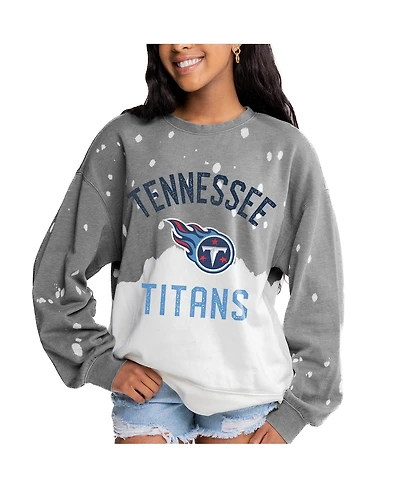 Gameday Couture Women's Gray Tennessee Titans Oversized Coin Toss Faded French Terry Tri-Blend Pullover Sweatshirt