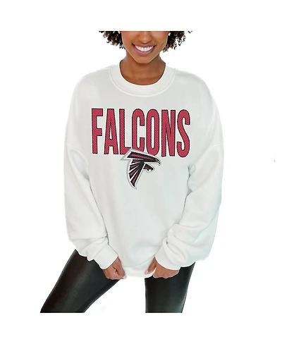 Gameday Couture Women's White Atlanta Falcons Just Go with It Oversized Long Sleeve Crewneck Sweatshirt