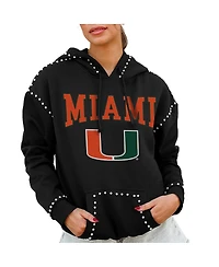 Gameday Couture Women's Black Miami Hurricanes Studded Pullover Hoodie