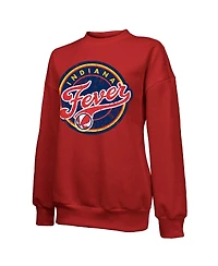 Majestic Women's Red Indiana Fever Primary Logo Drop Shoulder Tri-Blend Pullover Sweatshirt