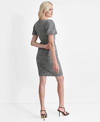 Dkny Women's Bubble Sleeve Ruched Sheath Dress