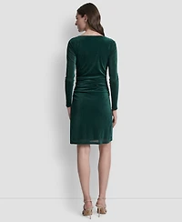 Dkny Women's Long Sleeve Asymmetrical Neck Sheath Dress
