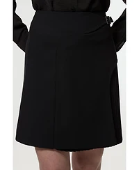 Buckle Detail Pleated Mini Skirt