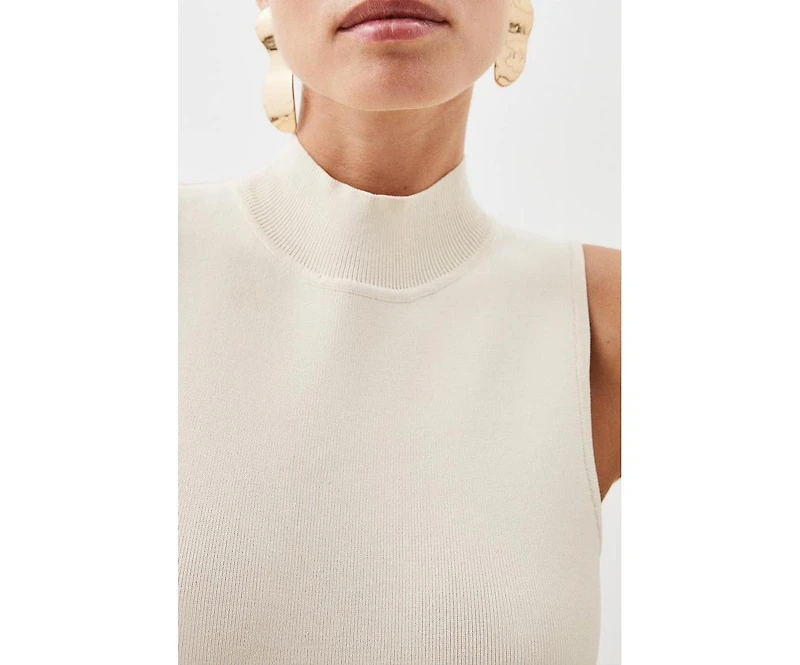 Karen Millen Pu Detailing Sleeveless Midi Dress