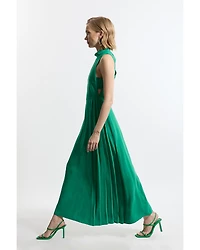 Karen Millen Women's Soft Tailored Pleated Panel Midaxi Dress