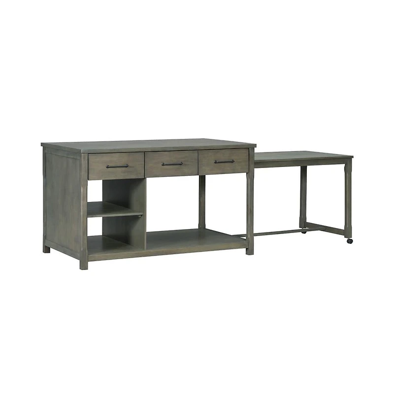60" Extendable Kitchen Island with Power Outlets, Pull-Out Table & Drawers, Rolling Retro Cart Usb Ports-Maison Boucle