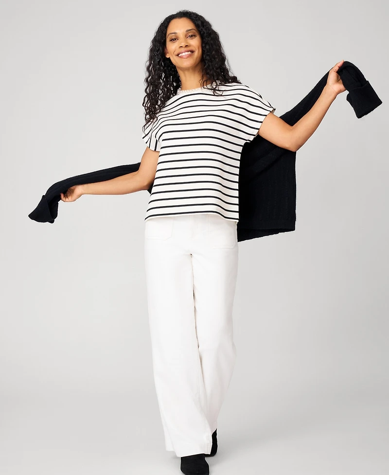 Cable & Gauge Women's Striped Crewneck Relaxed Tee