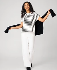 Cable & Gauge Women's Striped Crewneck Relaxed Tee