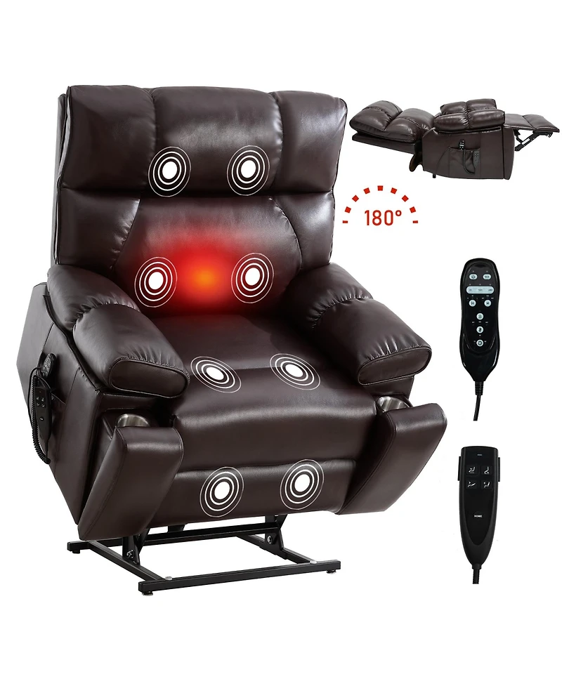 Boyel Living Massage Dual Motor Infinite Position Recliners Electric Lift Chair with Cup Holders and Power-Remote
