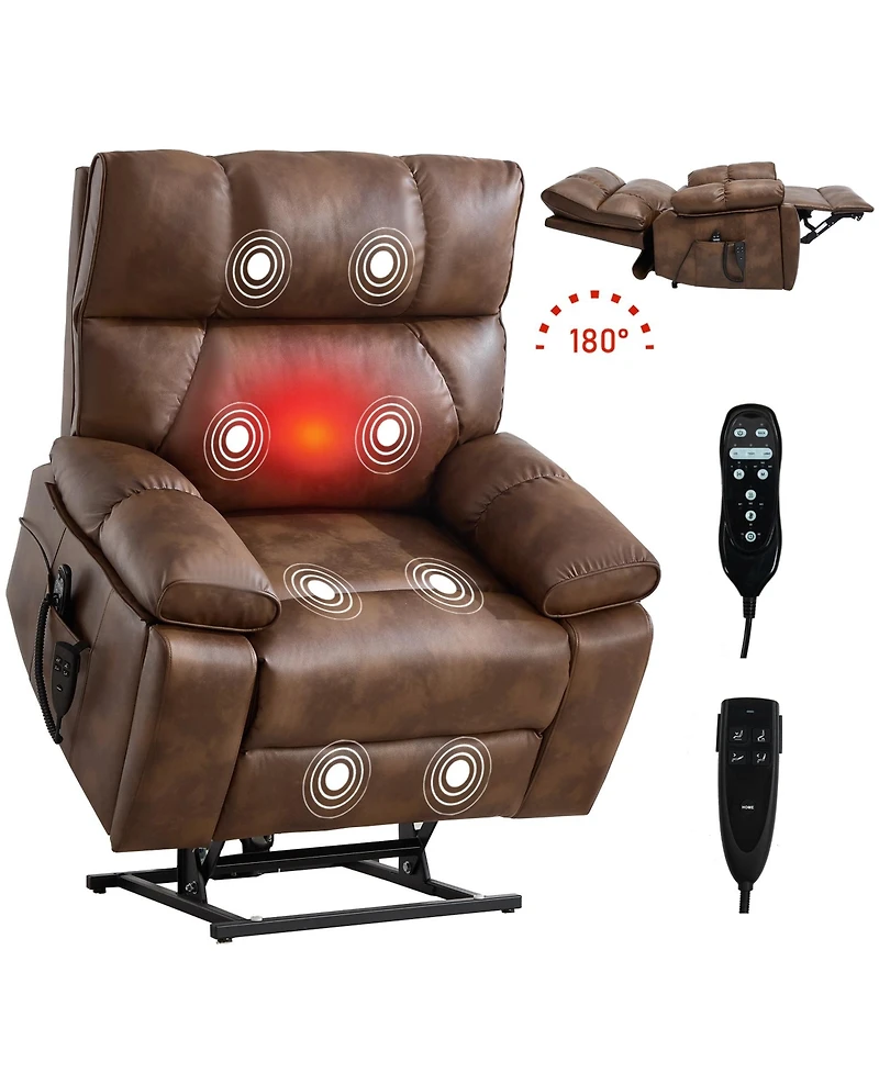 Boyel Living Massage Dual Motor Infinite Position Recliners Electric Lift Chair with Cup Holders and Power-Remote