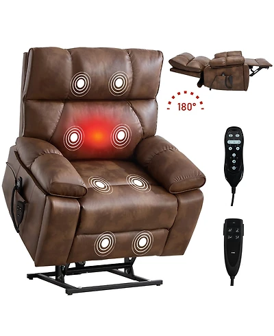 Boyel Living Massage Dual Motor Infinite Position Recliners Electric Lift Chair with Cup Holders and Power-Remote