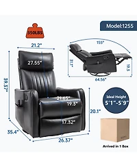 Boyel Living Heat Massage Manual Recliner Chair with Rocker and Swivel Fabric for Room