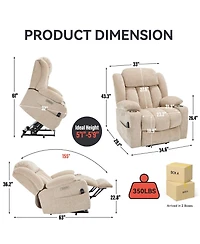 Boyel Living Chenille Power Lift Chair Recliner with 8-Point Vibration Massage and Lumbar Heating