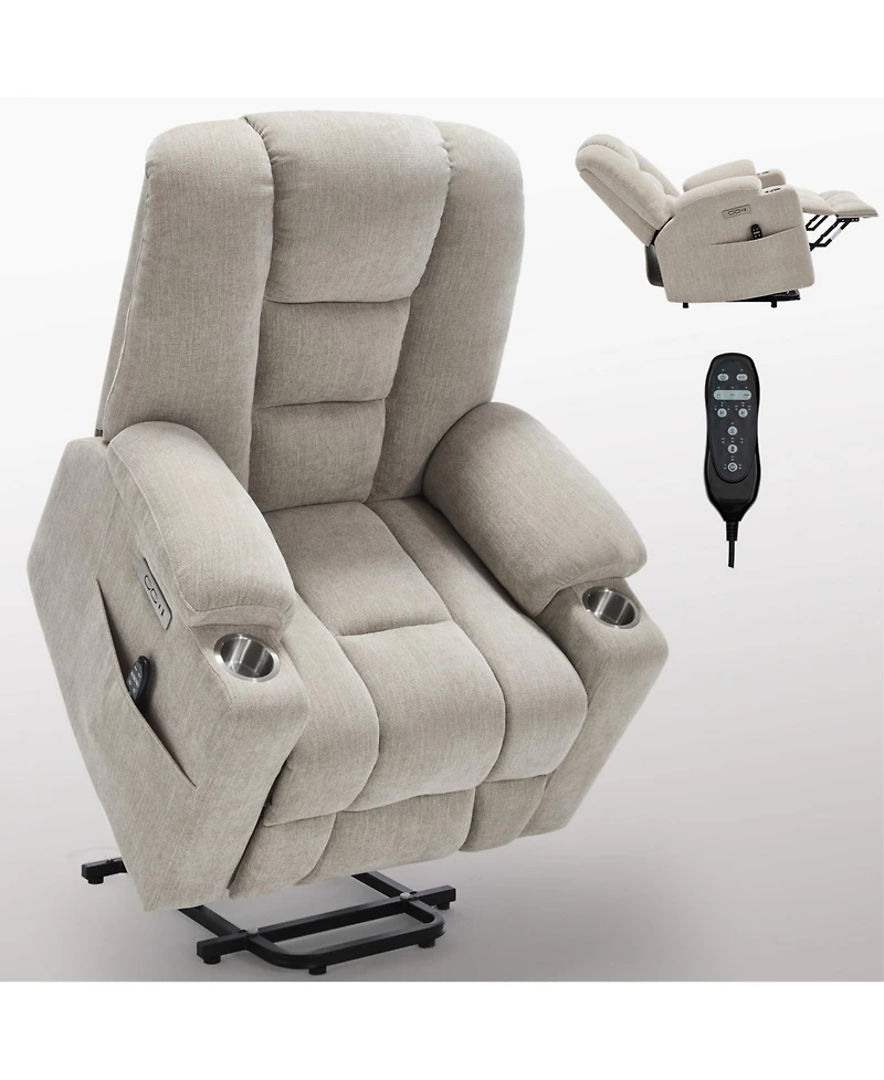 Boyel Living Large Power Lift Chair Recliner with Massage and Heat for Elderly Usb Type C Ports