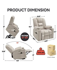 Boyel Living Large Power Lift Chair Recliner with Massage and Heat for Elderly Usb Type C Ports