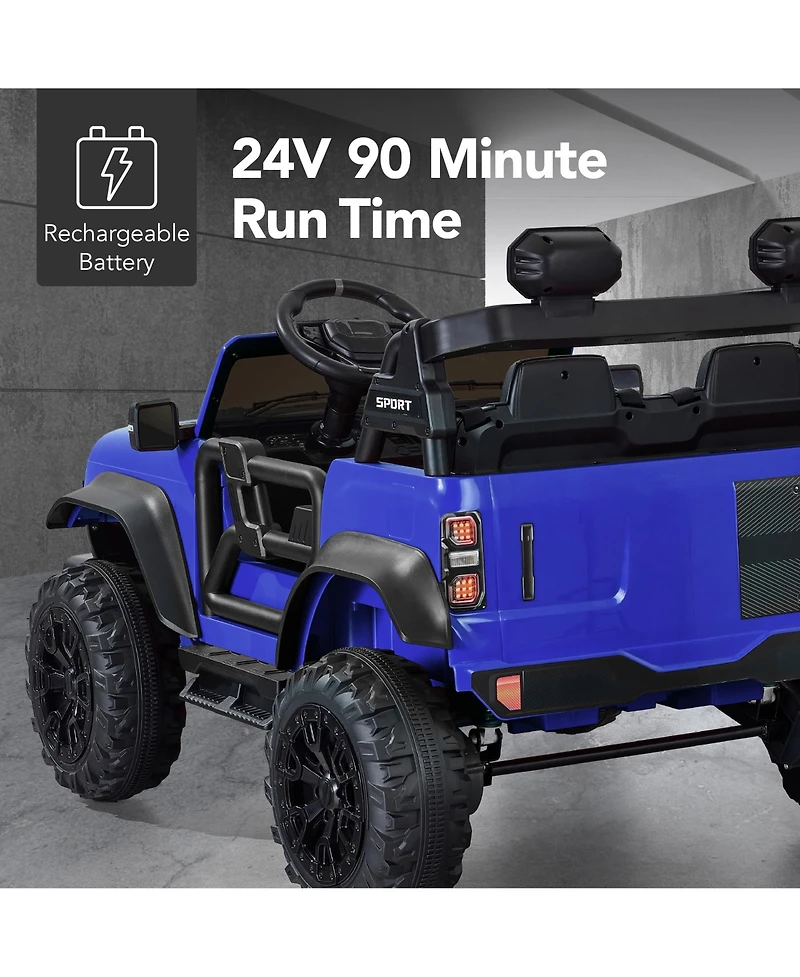 Best Choice Products Kids 24V 2-Seater Electric Ride-On Car Truck w/ Parent Control, Bluetooth, Led Lights