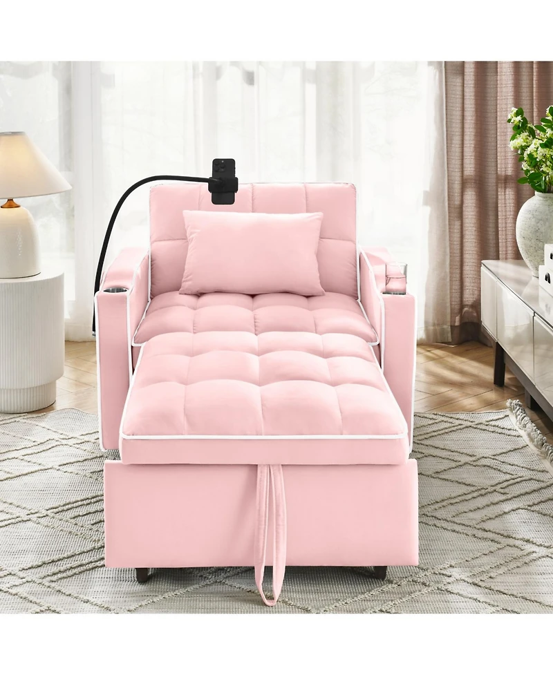 Streamdale Furniture Convertible Sleeper Chair Sofa Bed (Pink