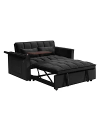 Streamdale Furniture Foldable Velvet Sofa Bed with Usb & Storage (Black