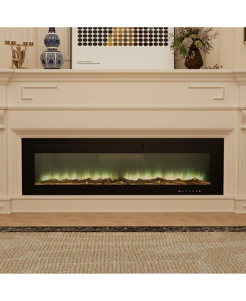 60''Classic Built-in or Wall-Mounted Direct Vent Electric Fireplace
