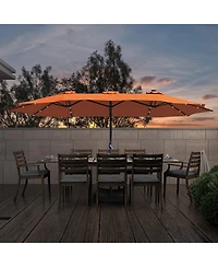 15ft Patio Umbrella with Base Included and Led lights, Outdoor Market Extra Large Umbrella, Pool Umbrella For Deck, Pool, Garden, Lawn