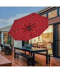 10 ft. Aluminum Market Outdoor Tilt Patio Led Umbrella Red