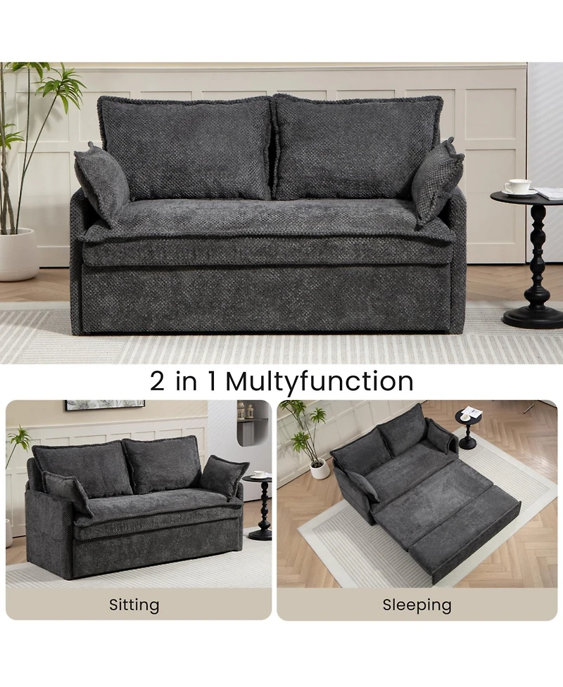 Streamdale Furniture Corduroy Pull Out Sofa Bed with Usb Charging