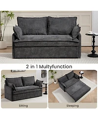 Streamdale Furniture Corduroy Pull Out Sofa Bed with Usb Charging