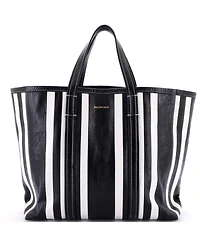 Pre-Owned Balenciaga Medium Barbes East West Shopper Tote Striped Leather