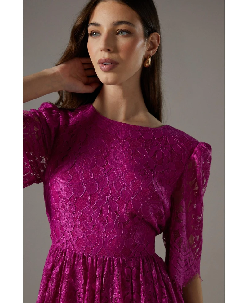 Coast Women's Lace Short Sleeve Midi Dress