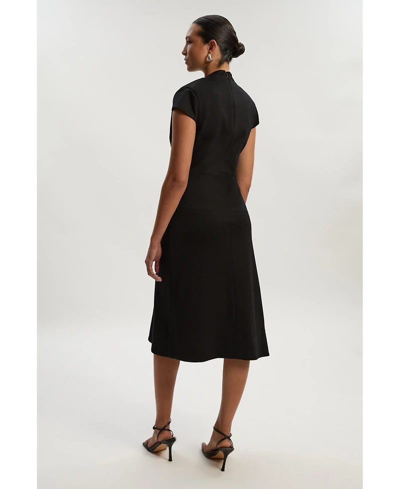 Karen Millen Women's Asymmetric Front Tailored Midi Dress