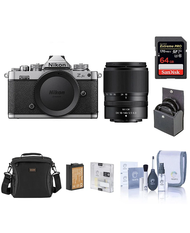 Nikon Z fc Dx-Format Mirrorless Camera with Nikkor 18-140mm f/3.5-6.3 Vr Lens, Bundle with 64GB Sd Card, Shoulder Bag, Extra Battery, Screen