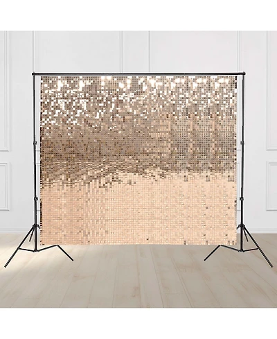 Instahibit 10x7 Ft Shimmer Wall Backdrop with Stand 72 Pcs Panels Decor for Wedding Party