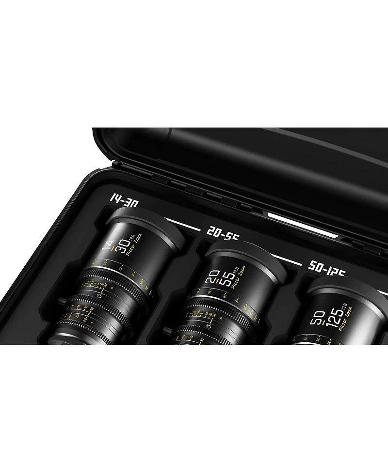 Dzofilm Pictor Super35 Parfocal Cine 3-Lens Kit with 14-30mm, 22-55mm, 50-125mm T2.8 Lens for Pl Mount and Canon Ef, Black