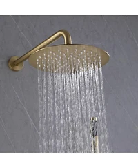 Greenspring 1-Handle 2-Spray Rain Shower Faucet and Hand Combo Kit Brushed Gold (Valve Included)