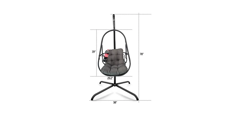 Flynama 55 Inch Swing Egg Chair with Stand Cup Holder and Removable Guardrails