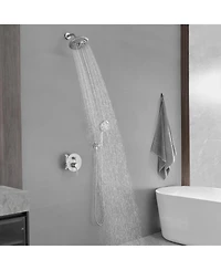 Greenspring Single-Handle 1-Spray Round Rain Shower Faucet Set with Rain Shower Head & Hand Shower in Brushed Nickel (Valve Included)
