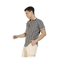 Campus Sutra Men's Light Grey & Navy Blue Contrast Knitted Shirt