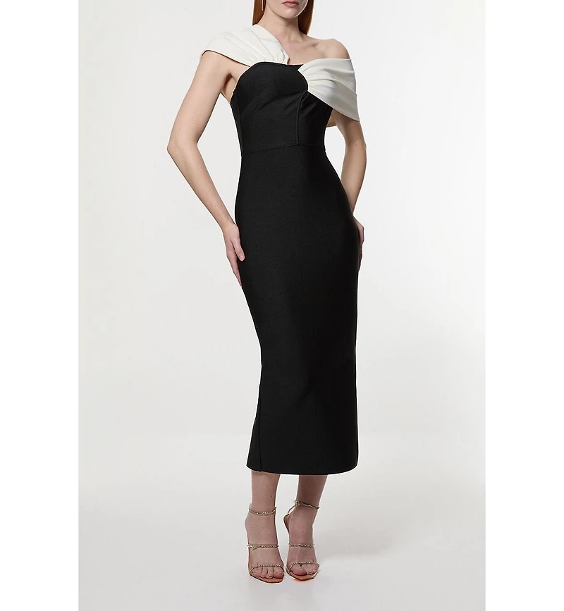 Karen Millen Women's Asymmetric Strap Knit Midi Dress