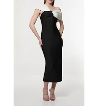 Karen Millen Women's Asymmetric Strap Knit Midi Dress