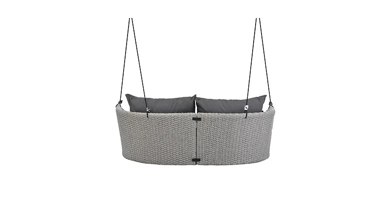 Flynama 51.9 Inch 2-Person Rattan Swing Chair with 500lb Capacity and Adjustable Ropes