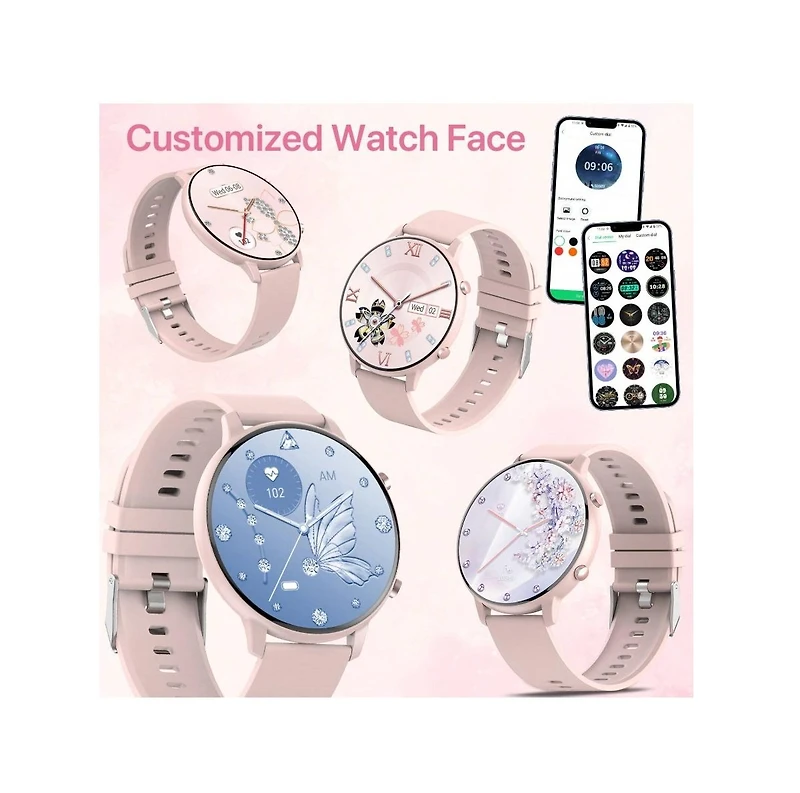 Ruxing Smart Smart Watch Gift For Women, 1.39-Inch Full Touch Screen, Smart Call Watch With Answer And Make Call For Ios And Android Phones, Message P