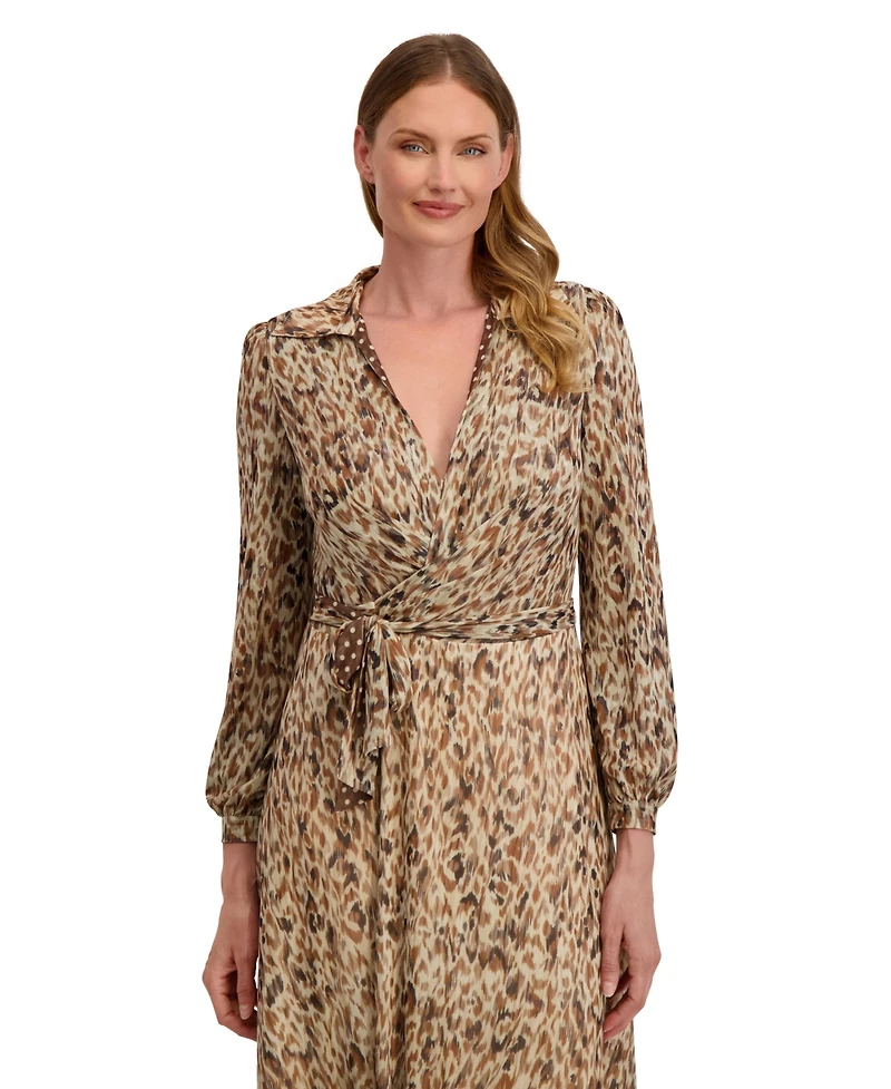 Laundry By Shelli Segal Angela Long Sleeve Reversible Wrap Dress