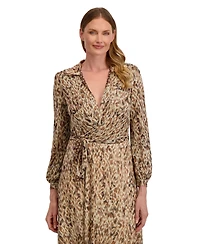 Laundry By Shelli Segal Angela Long Sleeve Reversible Wrap Dress