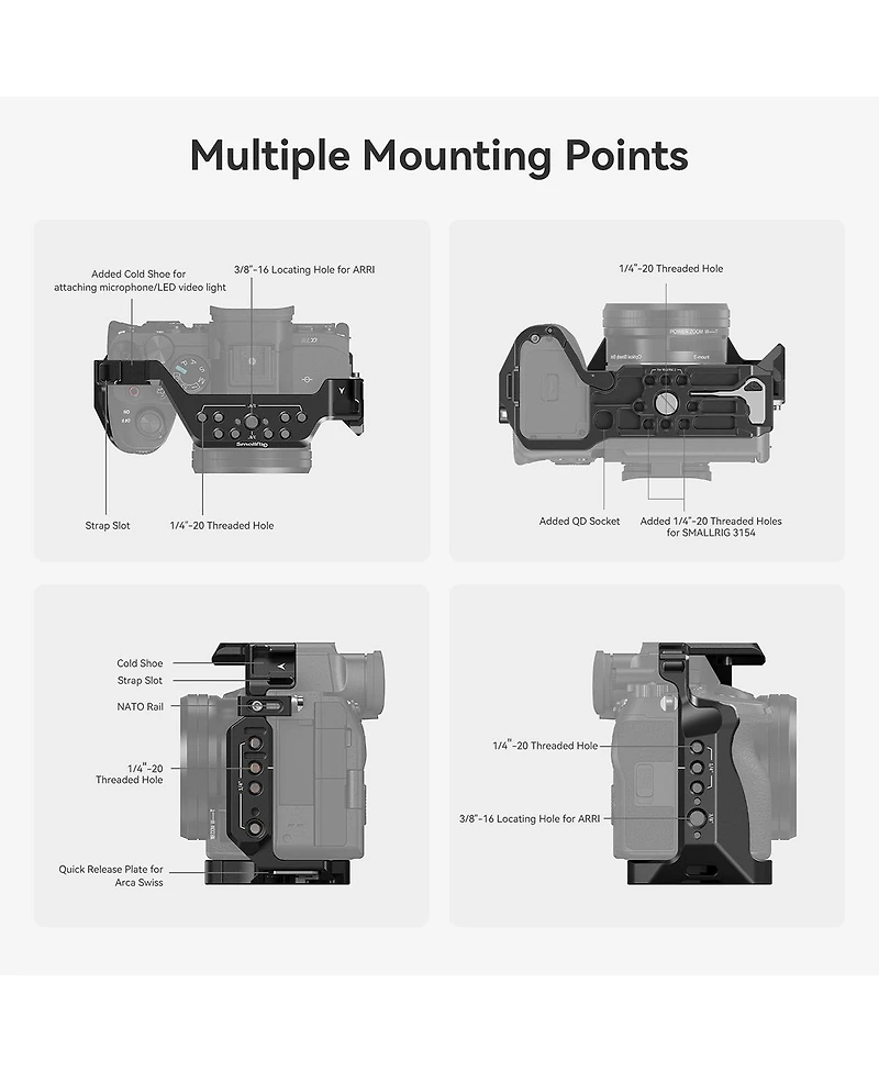 SmallRig 3667B Full Camera Cage for Sony Alpha 7R V/7 Iv/7S Iii/1/7R Iv