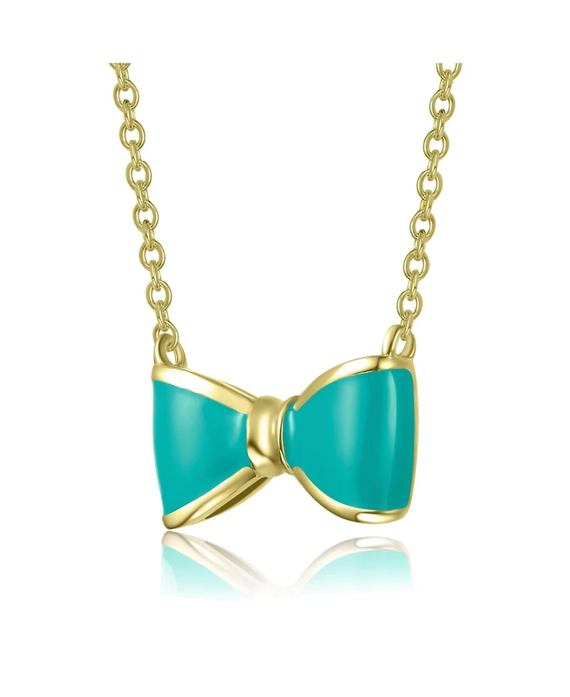 GiGiGirl 14K Gold Plated with Colored Enamel Bow Design Necklace