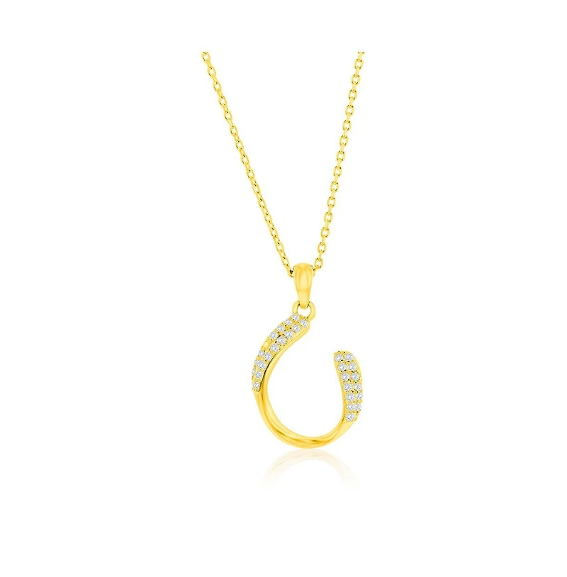 Simona Sterling Silver, Curved Oval-Shaped Cz Necklace & Earrings Set