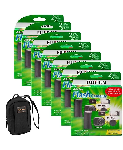 Fujifilm QuickSnap Flash 400 One Time Use 35mm Disposable Camera with Flash, 27 Exposures 12-Pack + Slinger Camera Bag
