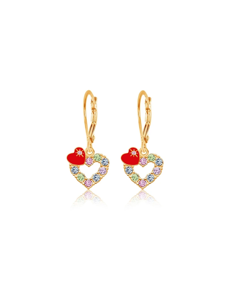 Chanteur Girls /Girl/Heart Red Crystal Leverback Earring