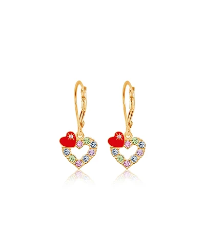 Chanteur Girls /Girl/Heart Red Crystal Leverback Earring