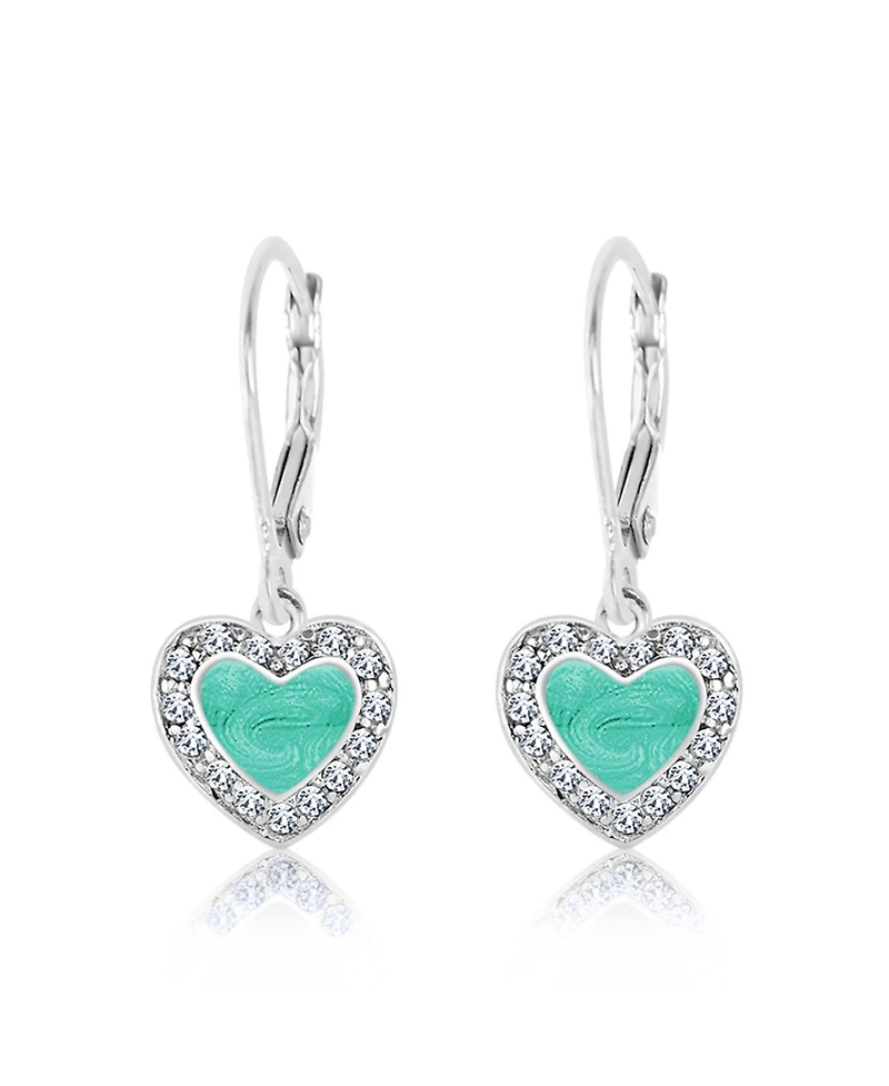 Chanteur Girls /Girl/Heart Crystal White Gold Palladium Plating Leverback Earring